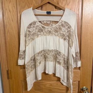 Sparkle and Fade y2k shark bite hem lace inset top